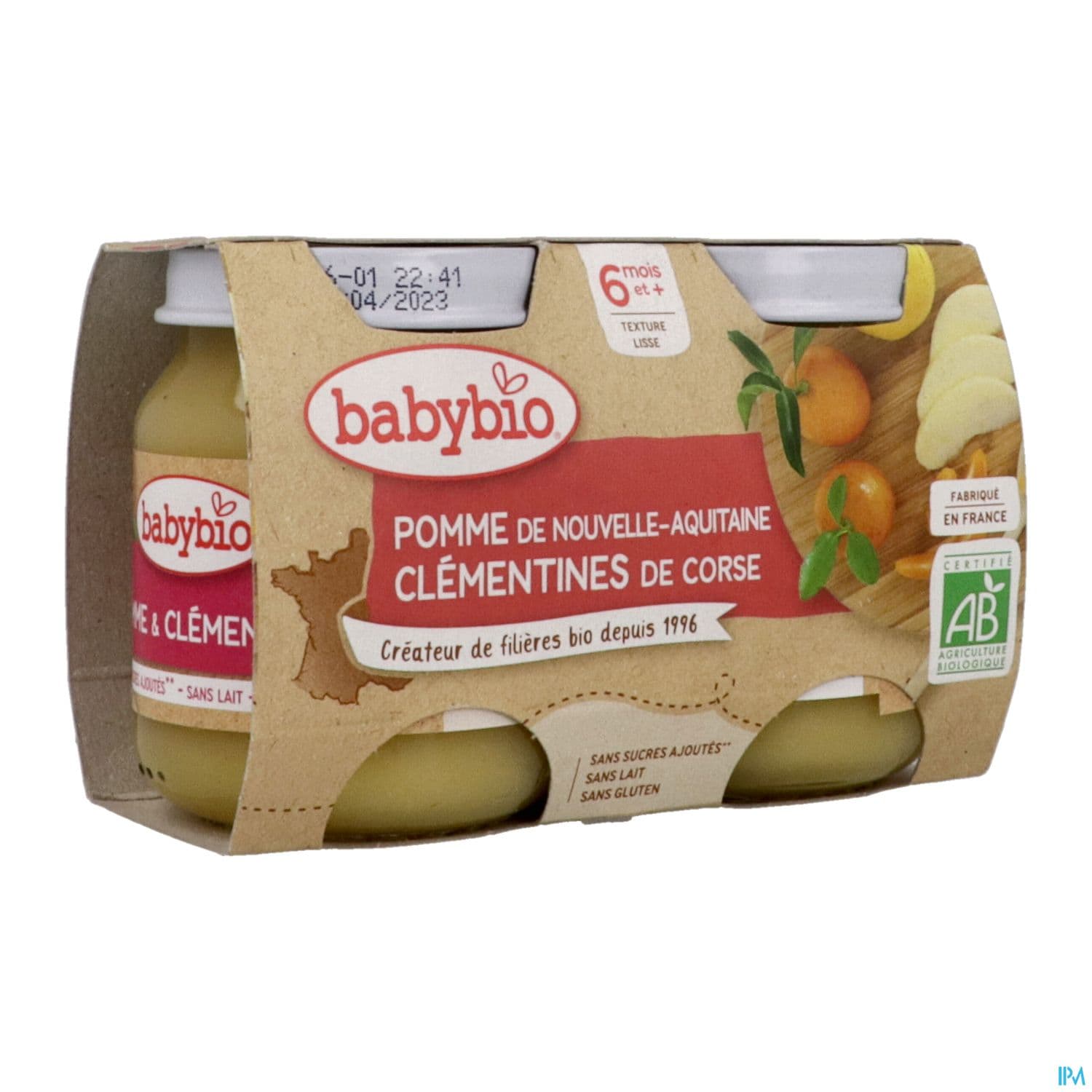 Babybio Pomme De Nouvelle Aquitaine Clementine 6m 130g X2