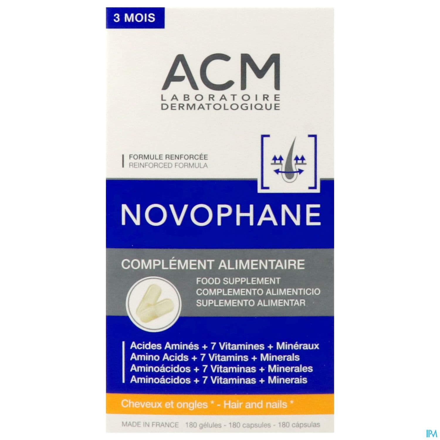 Acm Novophane Gelule Cheveux Et Ongles Pilulier 180