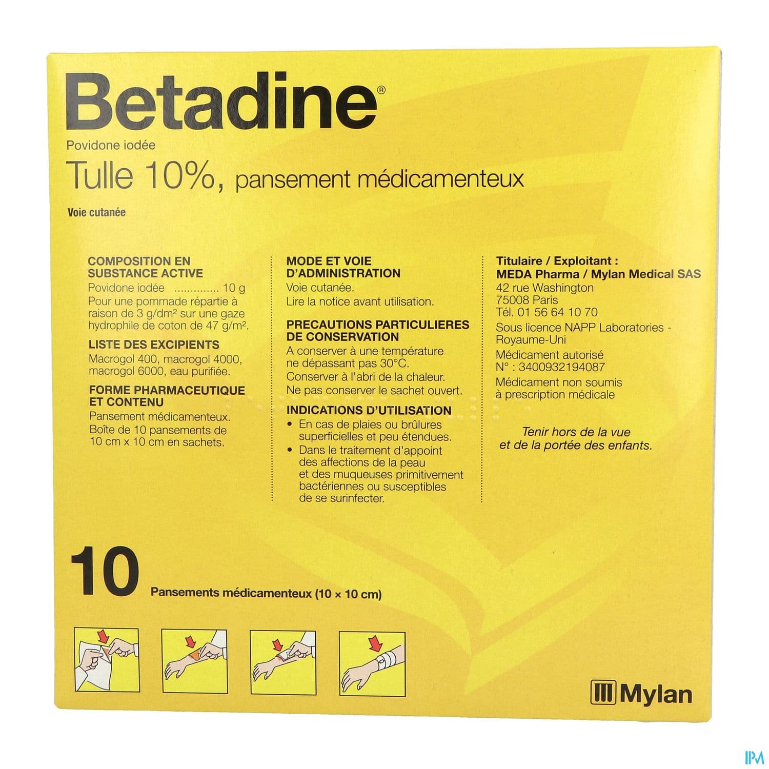 Betadine Tulle 10% Pansement Medicamenteux 10