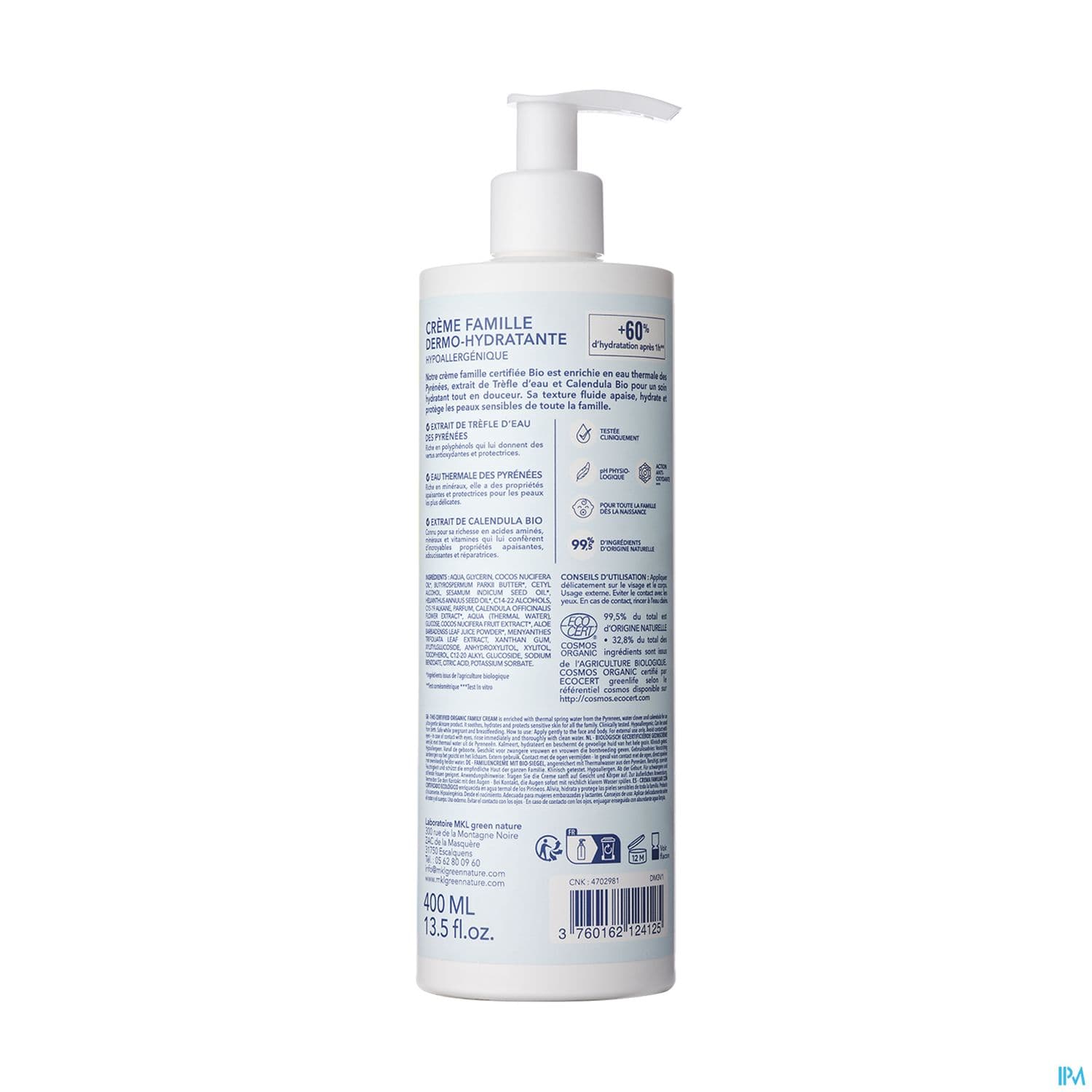 Mkl Green Nature Aqua Creme Famille Dermohydratante Bio 400ml