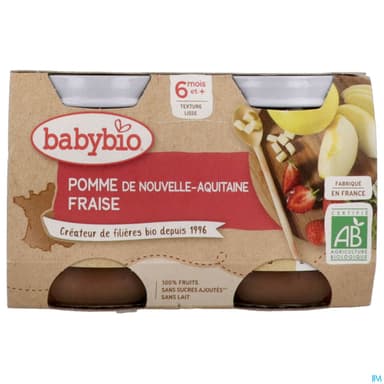 BABYBIO POMME/FRAISE 2X130G