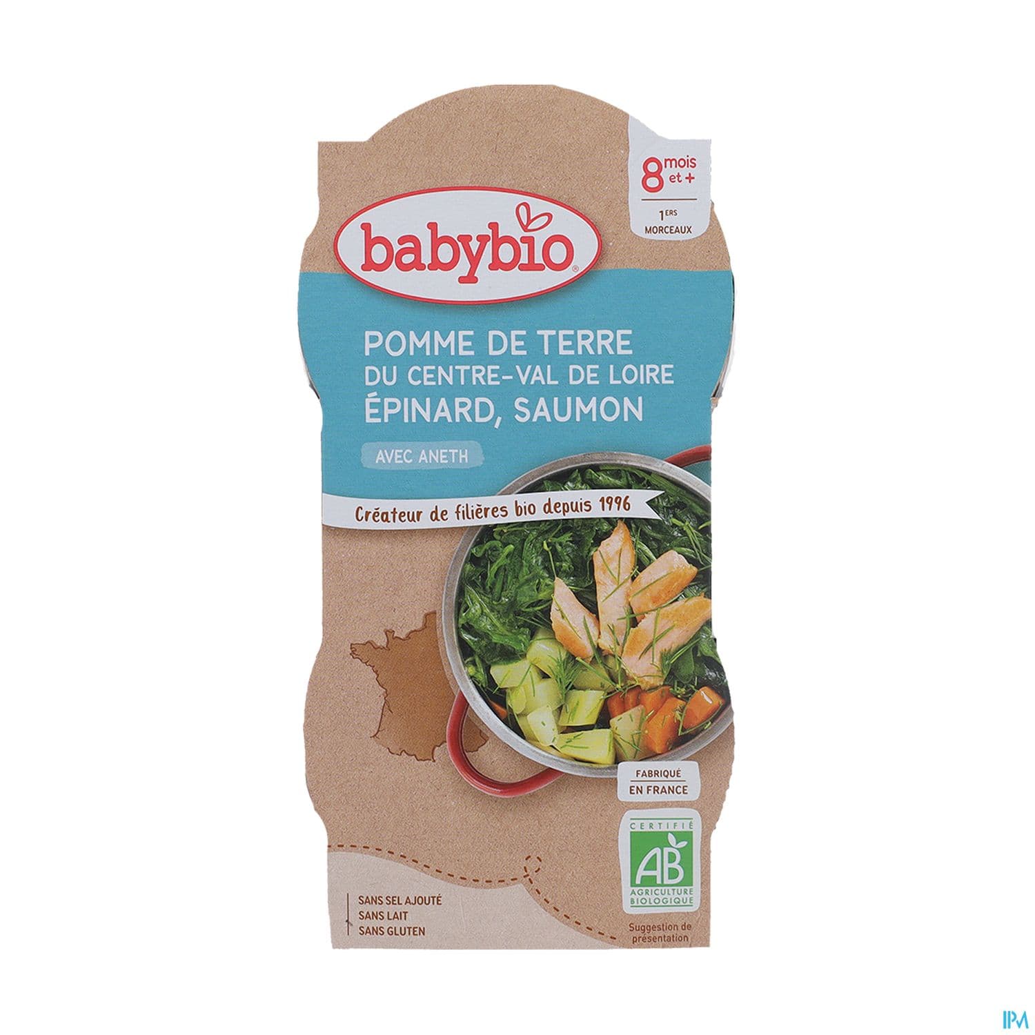 BABYBIO MENU EPINARD/SAUMON 2X200G