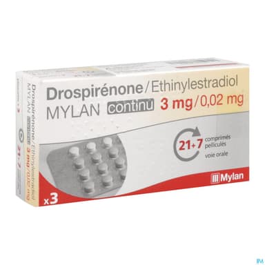 Drospirenone Ethinylestradiol Mylan Continu 0mg02/3mg Comprime 28 X3