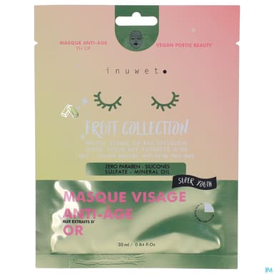 Inuwet Masque Visage Fruit Collection Hydratation Extraits D Or 30ml