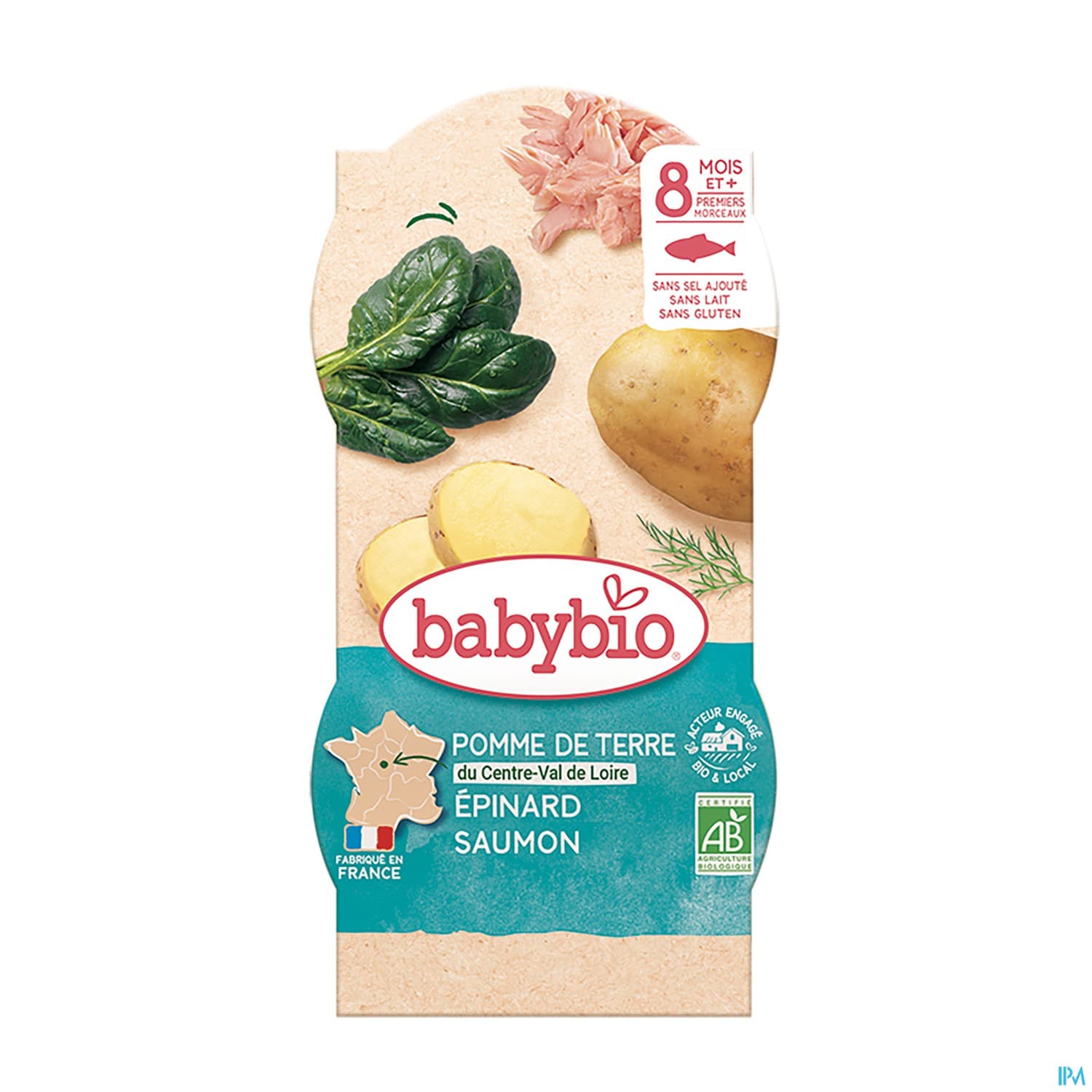 BABYBIO MENU EPINARD/SAUMON 2X200G