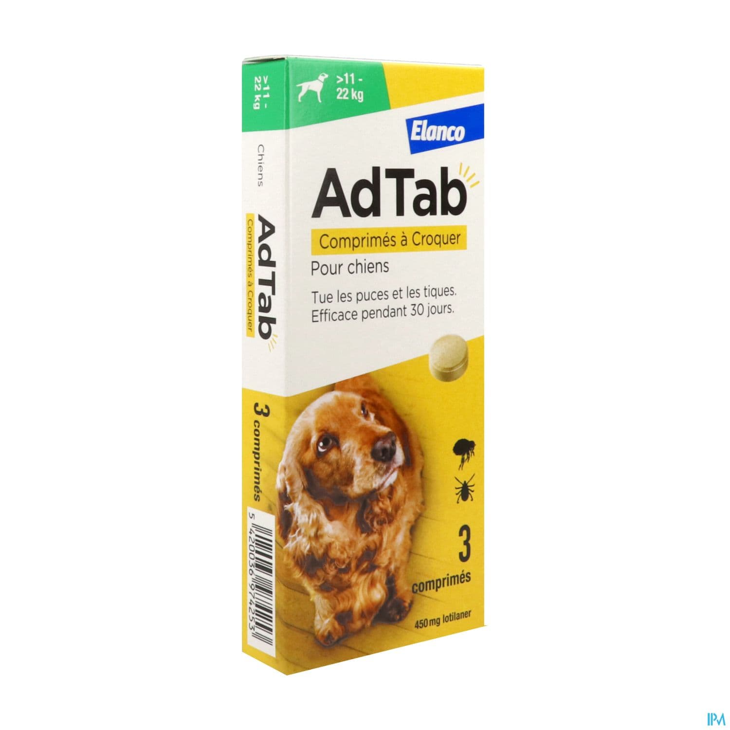 Elanco Adtab 450mg Antiparasitaire Chien 11/22kg Comprime 3