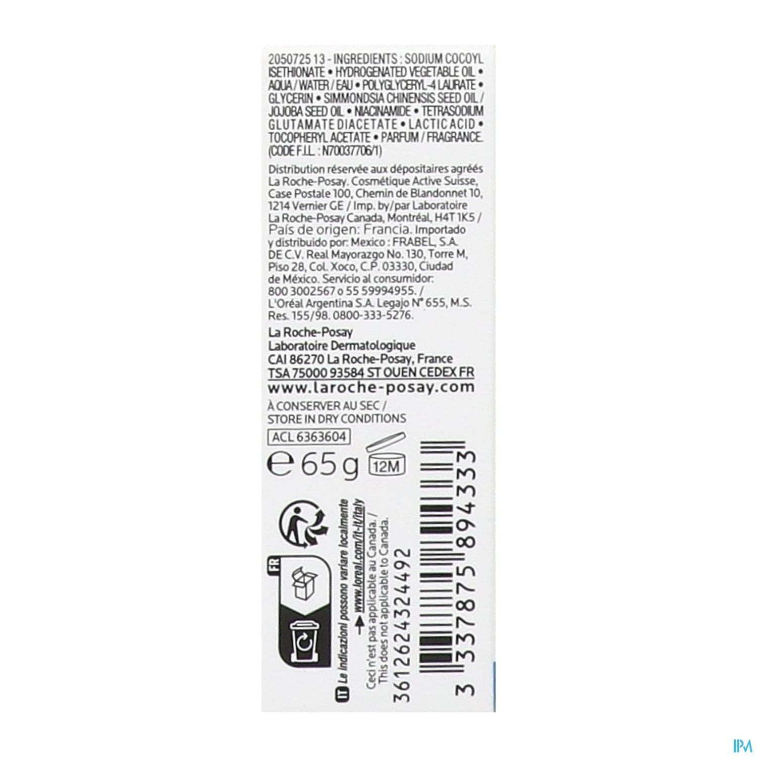 EFFACLAR PAIN DERMATOLOGIQUE 65G