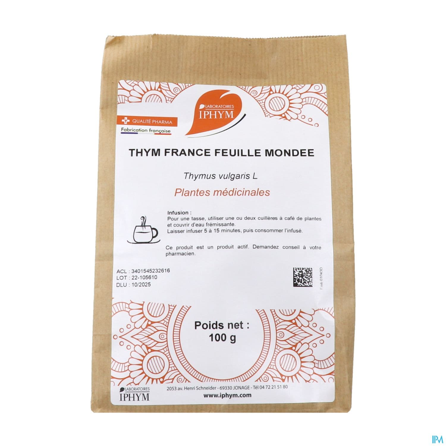 Iphym Thym Feuille Entiere 100g