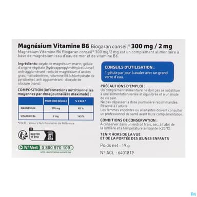 BIOGARAN MG/VIT B6 300M/2MG GELU30
