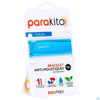 Parakito Bracelet Antimoustique Rechargeable Adulte Color Bleu