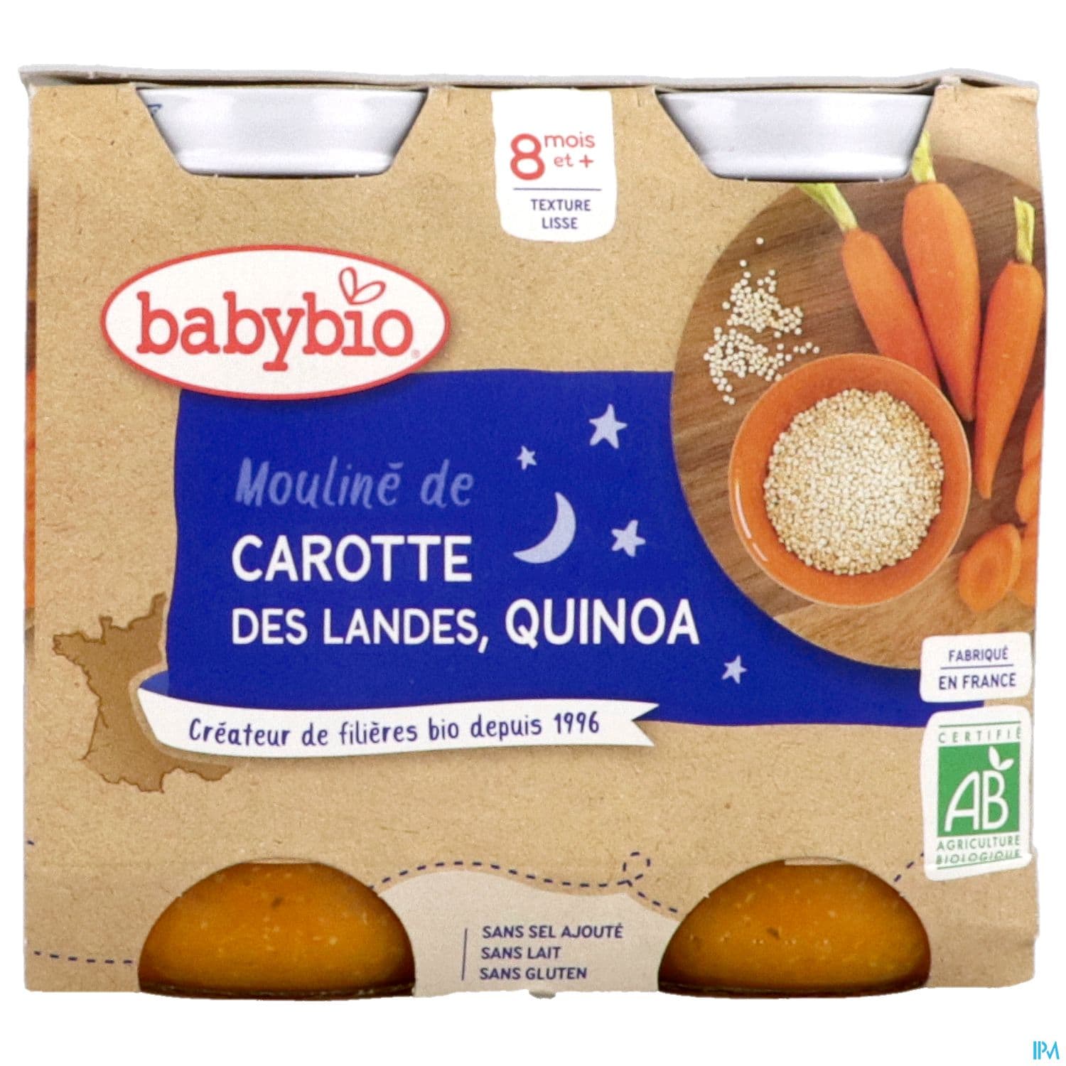 BABYBIO BON/NUIT CAROT/QUIN 2X200G