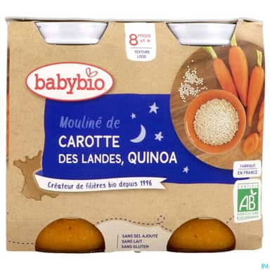 BABYBIO BON/NUIT CAROT/QUIN 2X200G