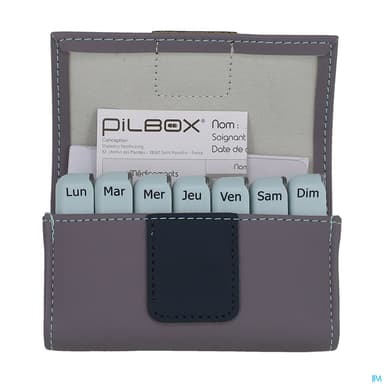 Pilbox Mini Distributeur Hebdomadaire Compact Gris Clair Gris Fonce