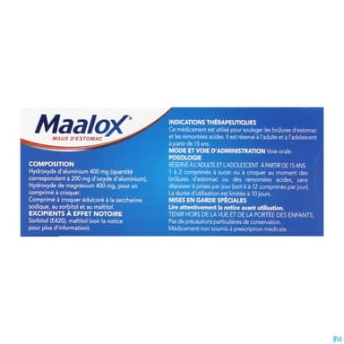 Maalox Maux Estomac Sans Sucre Comprime A Croquer Citron 40