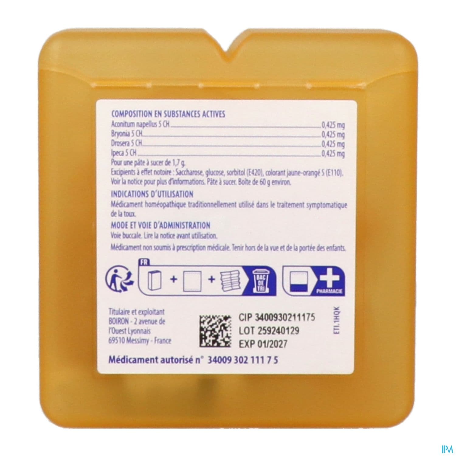 Boiron Mandarine Pate Pectorale A Sucer 60g