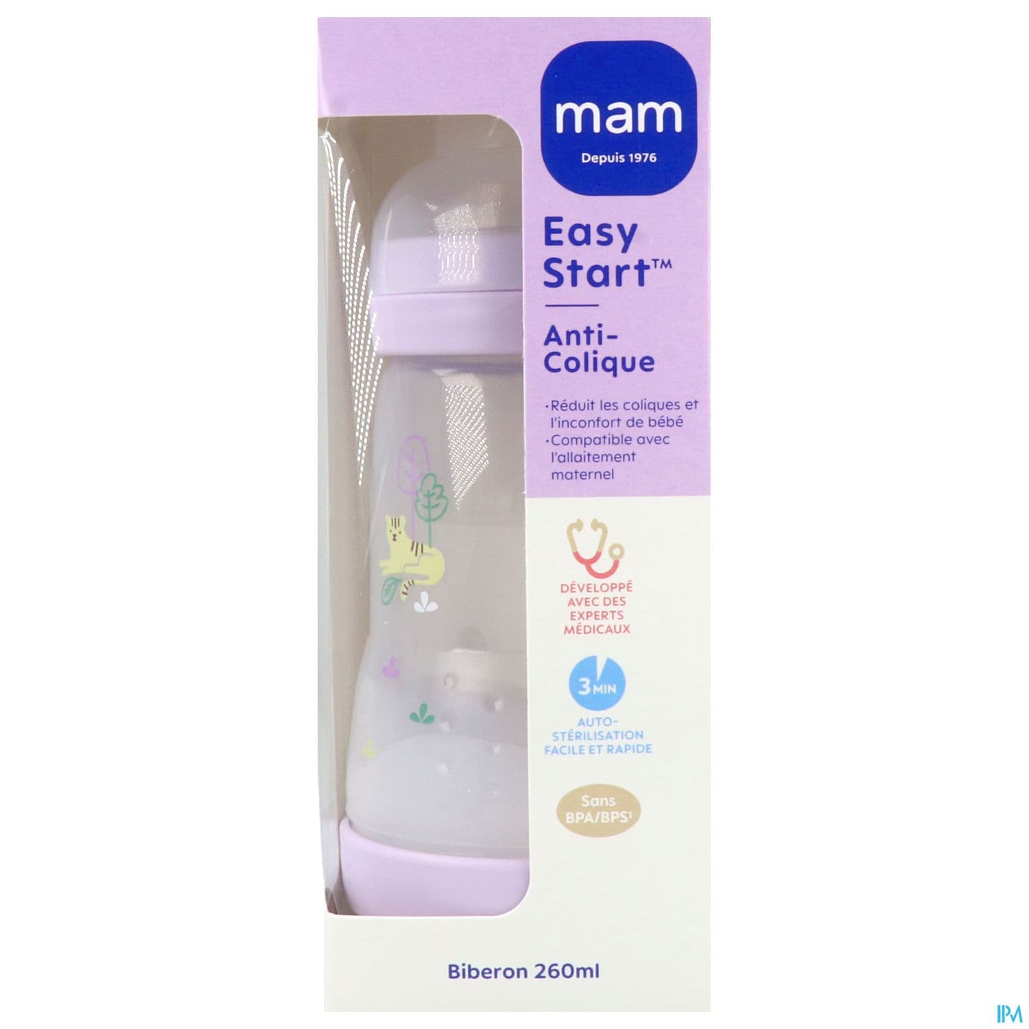 MAM BIB E ST A/COL LILAS D2 260ML