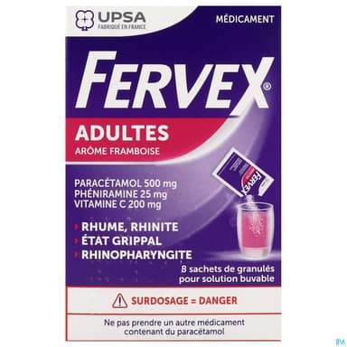 FERVEX ADULTES FRAMBOISE SACH 8