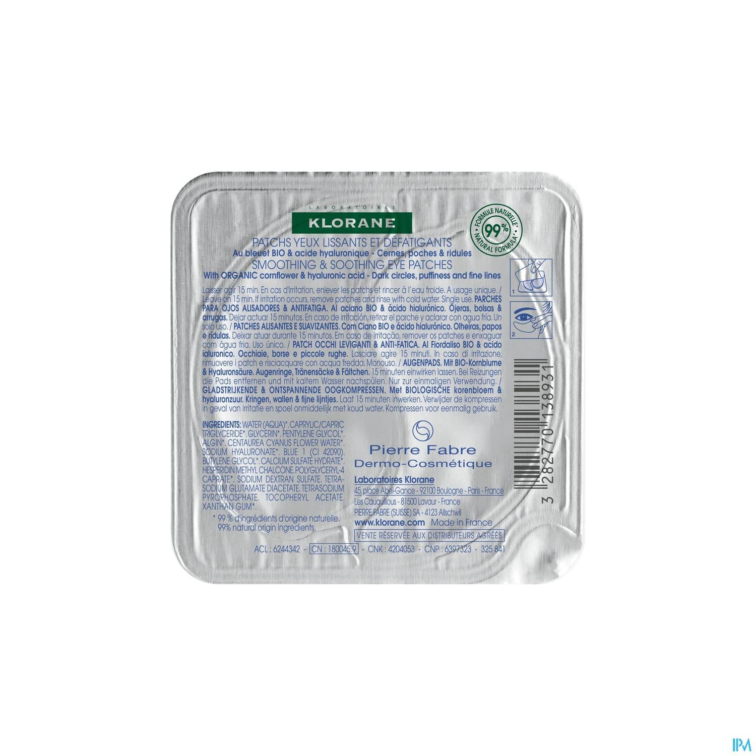 KLORANE PATCH YEUX LISSANT 1P