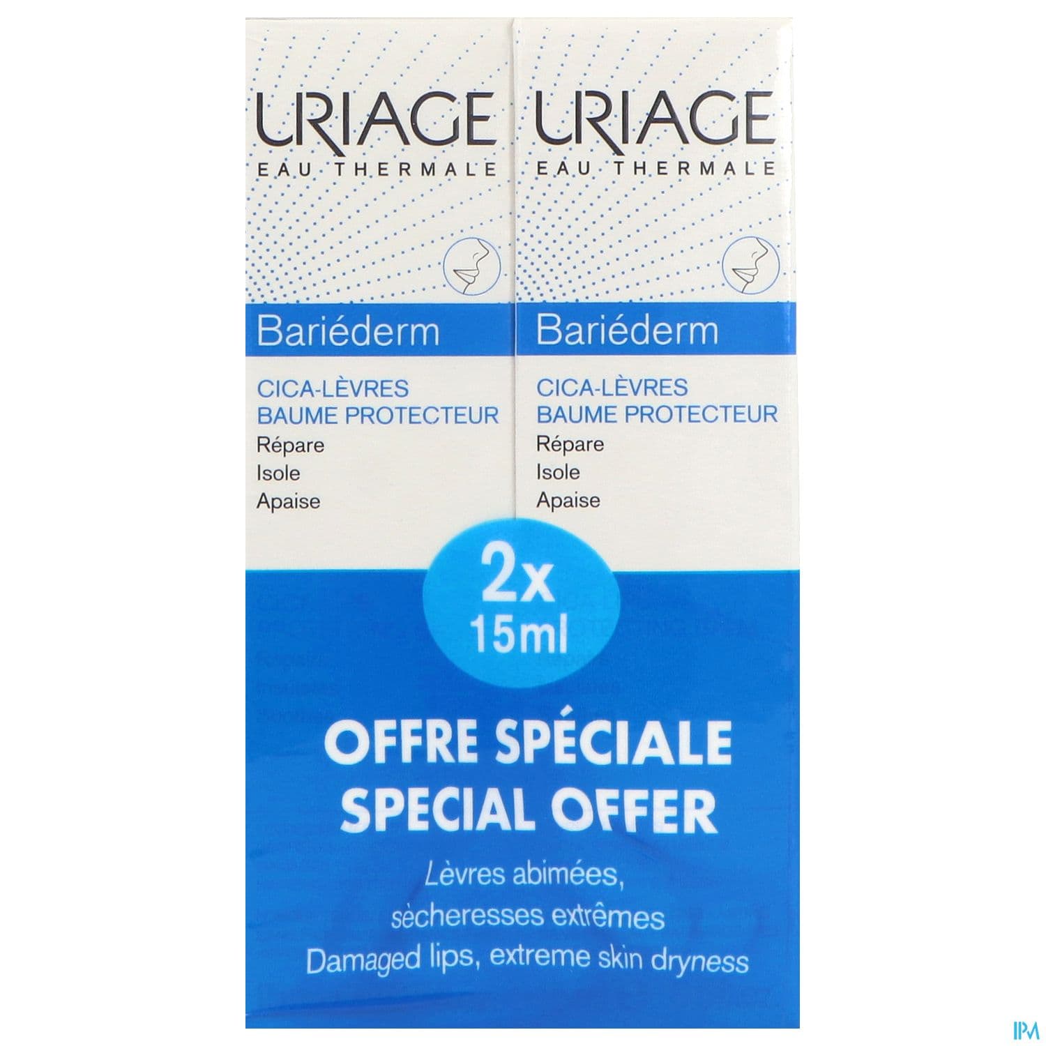 Uriage Bariederm Levres Baume Tube 2x15ml Promo