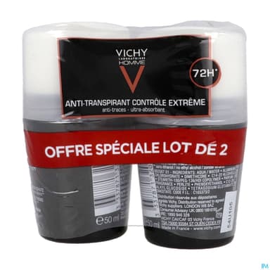 Vichy Homme Antitranspirant Bille Antitrace 72h 50ml X2