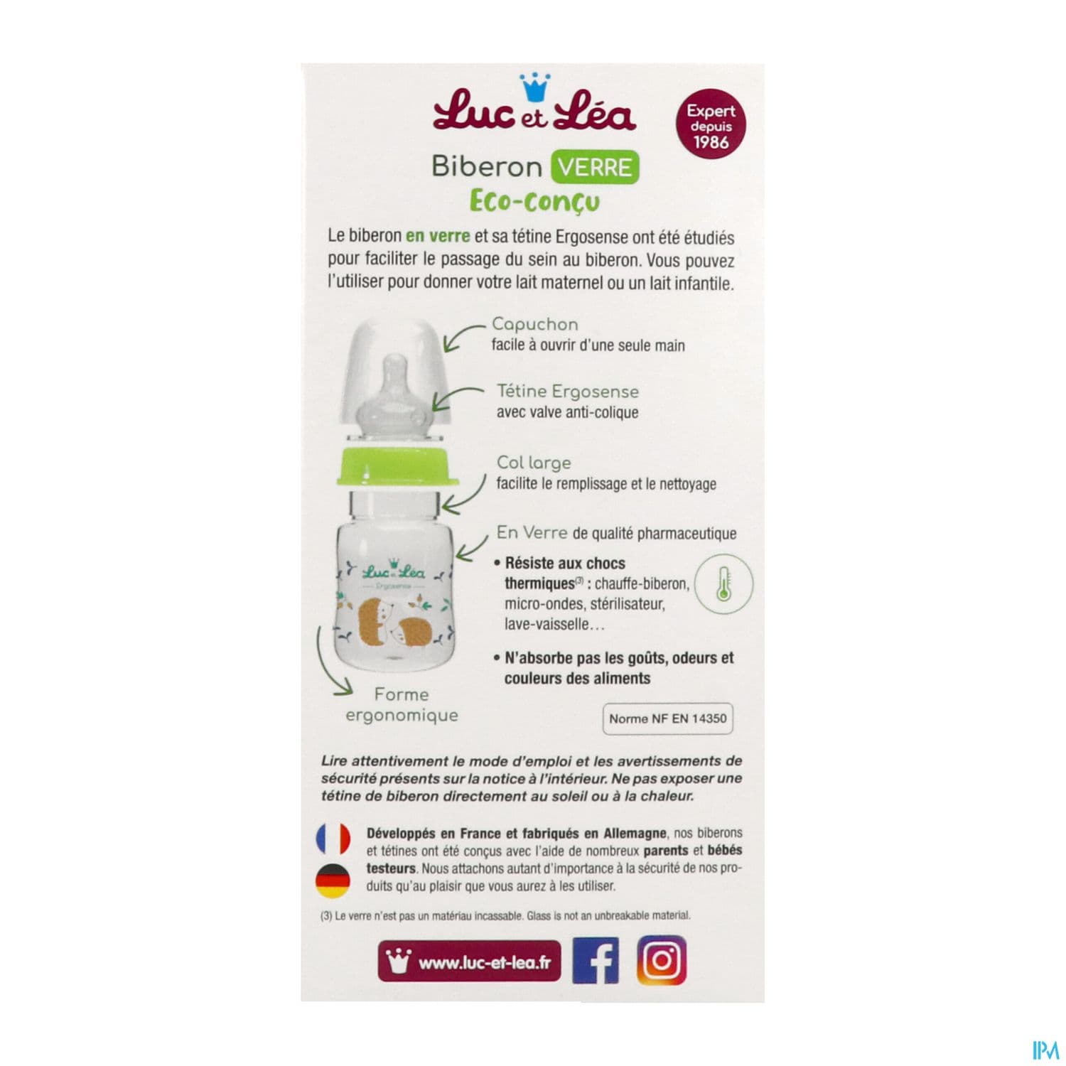Luc Et Lea Biberon Verre 120ml