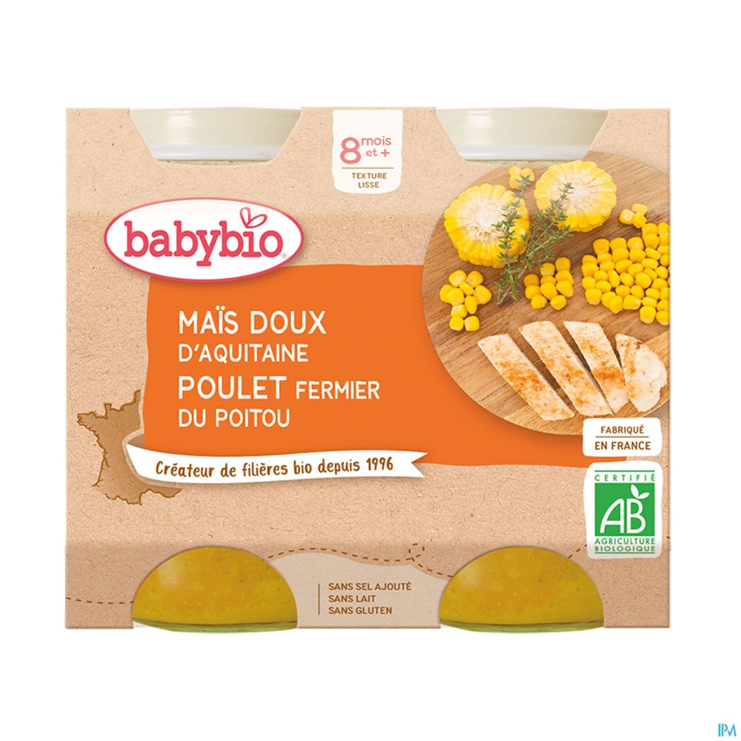 Babybio Mais Doux D'aquitaine Poulet Fermier De France 8m 200g X2