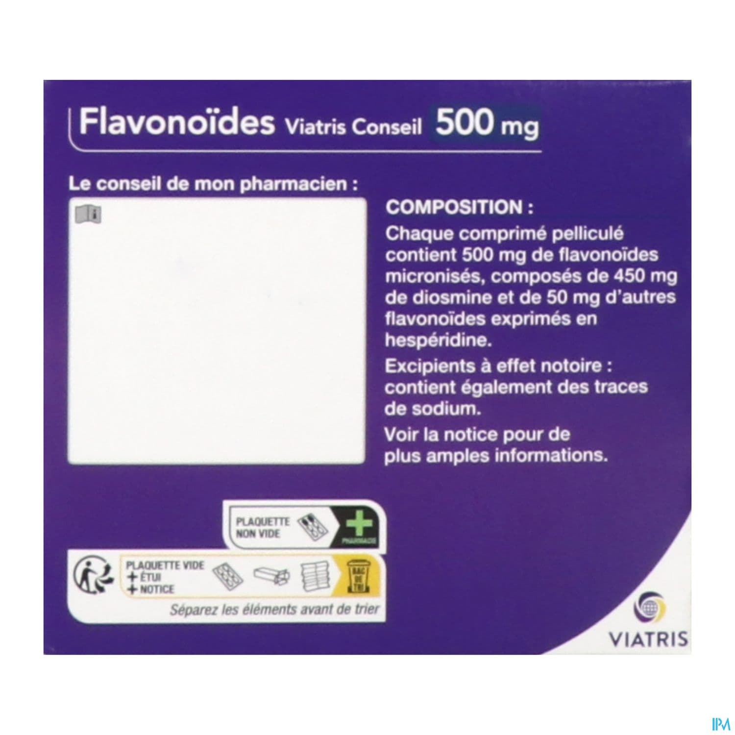 Flavonoides Viatris Conseil 500mg Comprime Pellicule 120