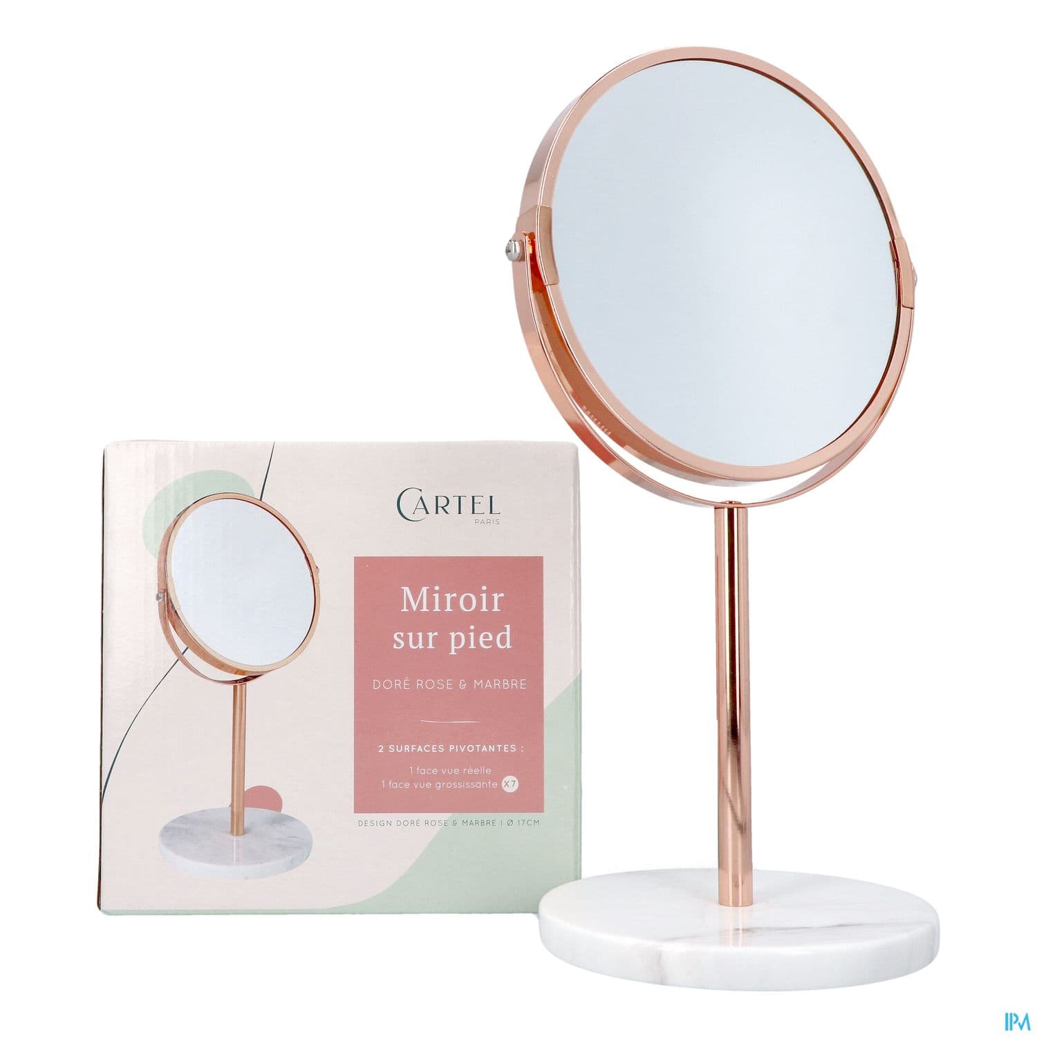 Cartel By Vitry Miroir Pied Or Rose Marbre X7 17cm