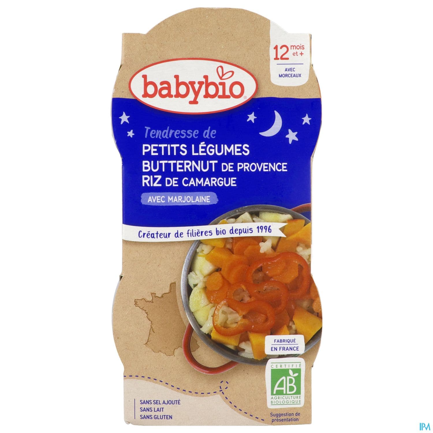 BABYBIO BON/NUIT LEG/RIZ 2X200G