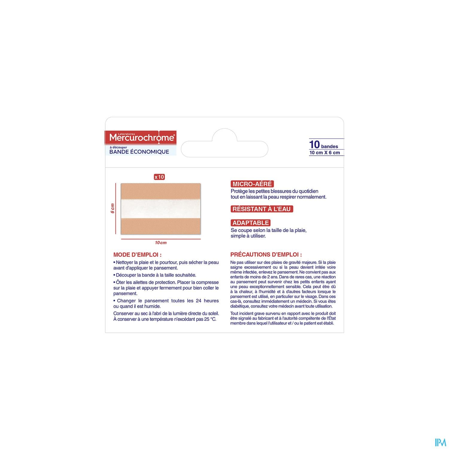MERCUROCHROME BDE DECOUP 10CMX6CM
