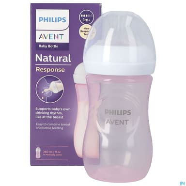 BIB AVENT NAT RESPONSE 260ML ROSE