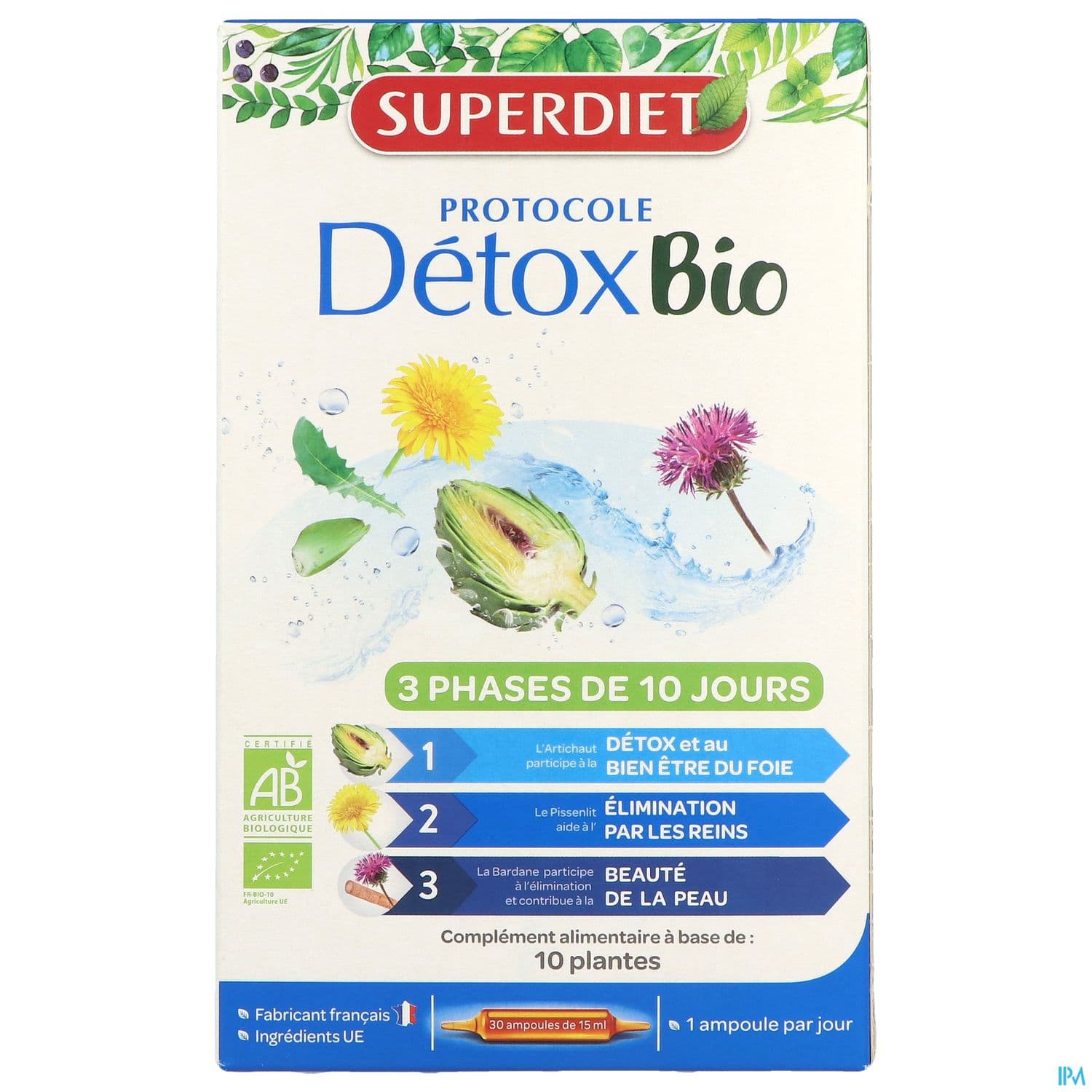 Superdiet Protocole Detox Bio Ampoule Buvable 15ml 30