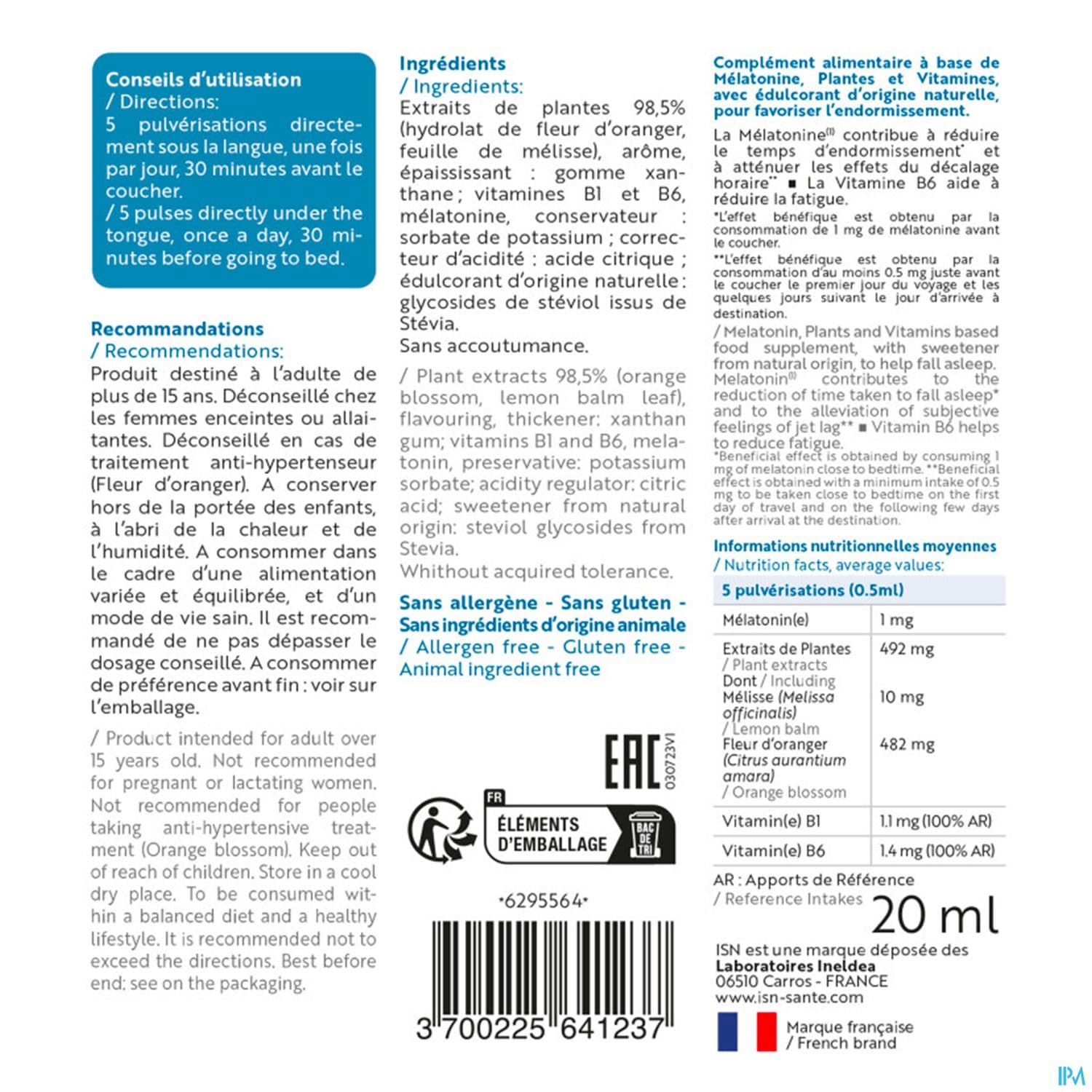 Ineldea Isn Somnil Melatonine Flash Spray Sublingual 20ml
