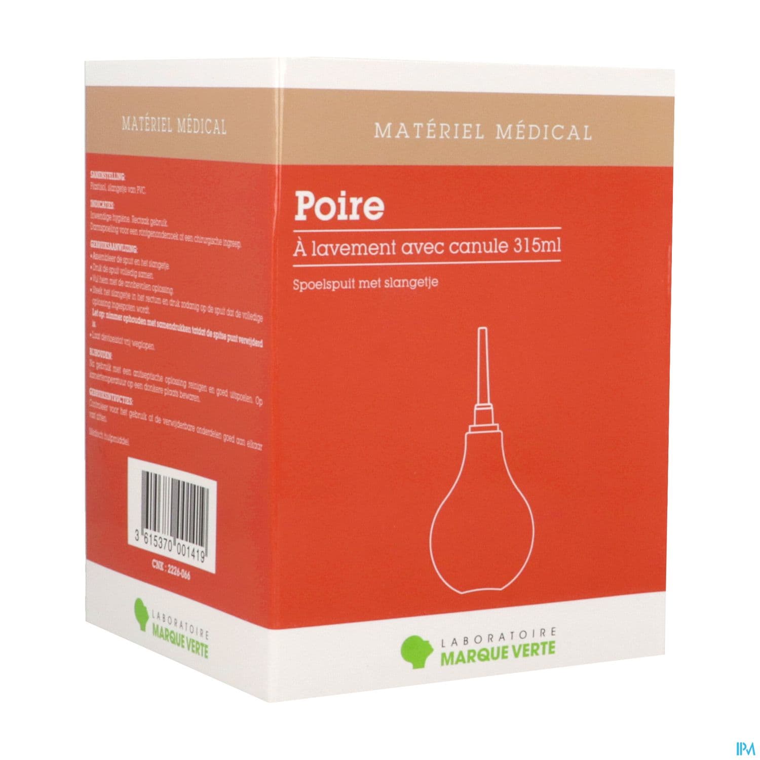 Marque Verte Poire A Lavement Avec Canule 315ml