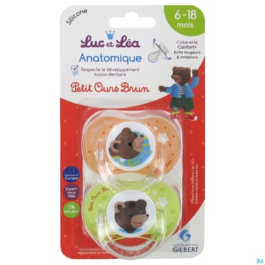 Luc Et Lea Sucette Anatomique Pob Anneau 6/18m X2