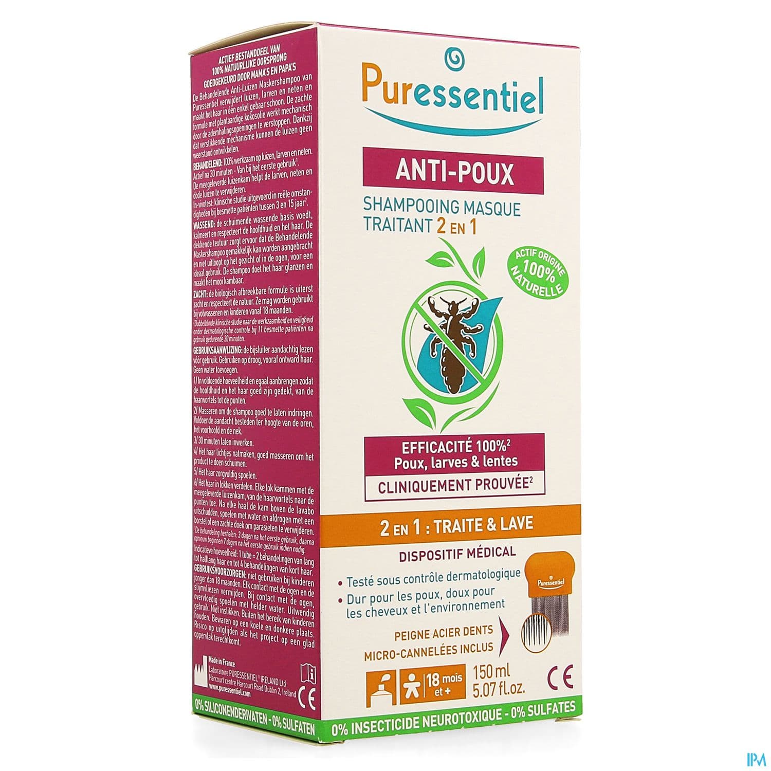 PURESSENTIEL SH MASQ A/POUX 150ML