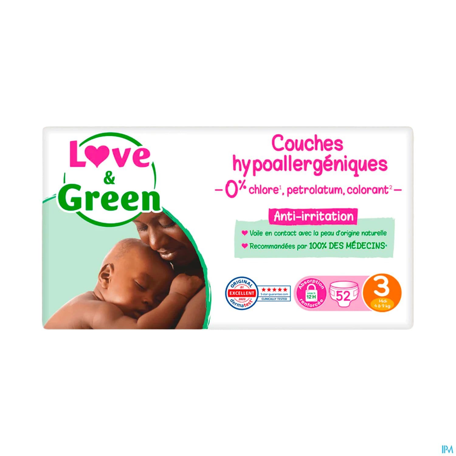 Love Green Couche Certifiee Ecolabel Et Hypoallergenique T3 X52