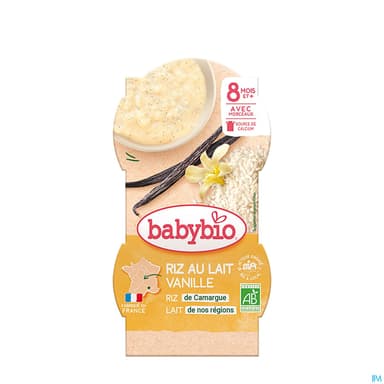 BABYBIO RIZ AU LAIT VANILLE 2X100G