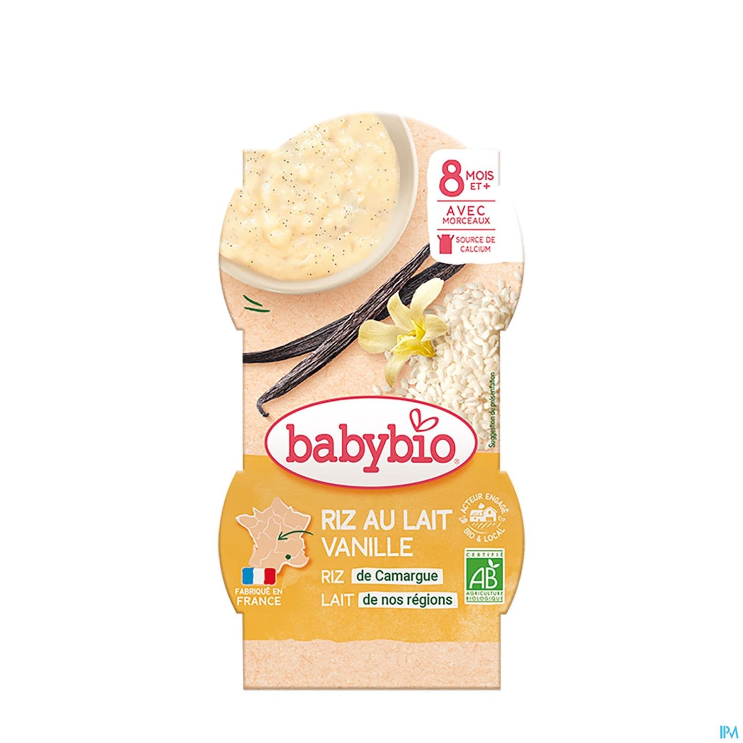 BABYBIO RIZ AU LAIT VANILLE 2X100G — Pharmacie Lafayette de Roubaix