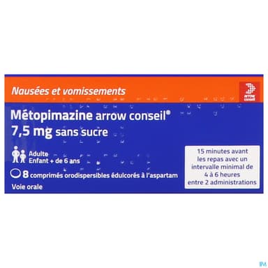 Metopimazine Arrow Conseil 7mg5 Sans Sucre Comprime Orodispersible Edulcores A l Aspartam 8