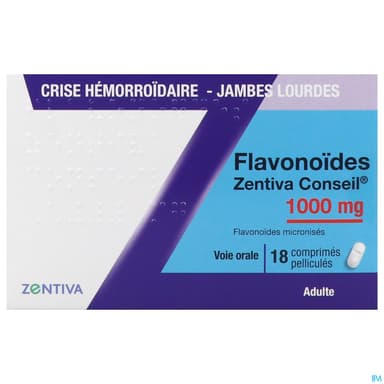 FLAVONOIDES 1 000MG ZENTIVA CPR 18