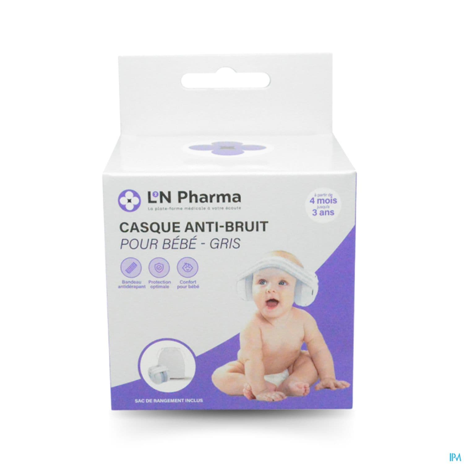 L2N CASQUE A/BRUIT BEBE 3M+ GRIS — Pharmacie porte de la villette
