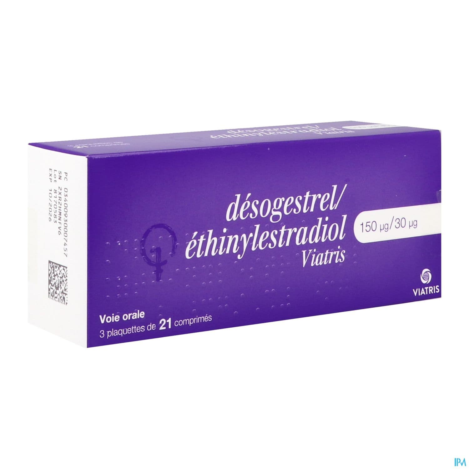 Desogestrel Ethinylestradiol Mylan 150mcg/30mcg Comprime 21 X3
