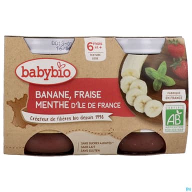 BABYBIO BANANE/FRAISE MENTH 2X130G