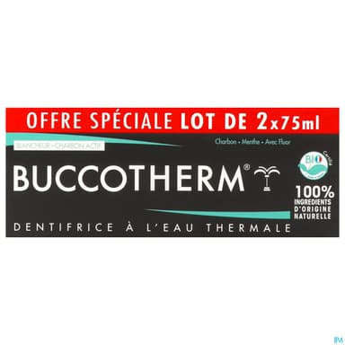Buccotherm Dentifrice Bio Blancheur Charbon 75ml X2
