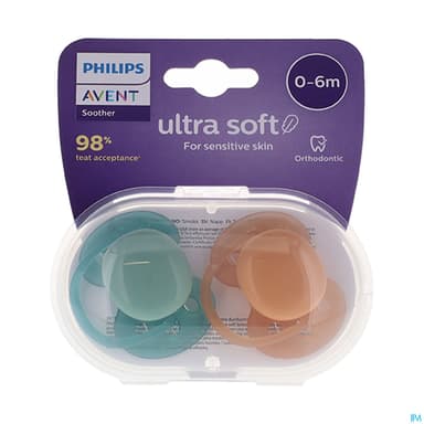 Avent Sucette Ultra Soft Silicone 0/6mois X2