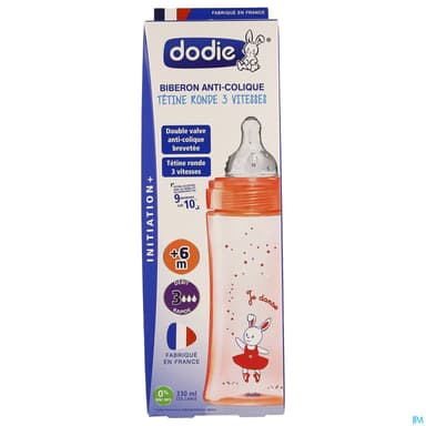 Dodie Initiation+ Biberon Anticolique Rose Danseuse +6mois 330ml