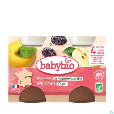 BABYBIO POMME/PRUNEAU 2X130G