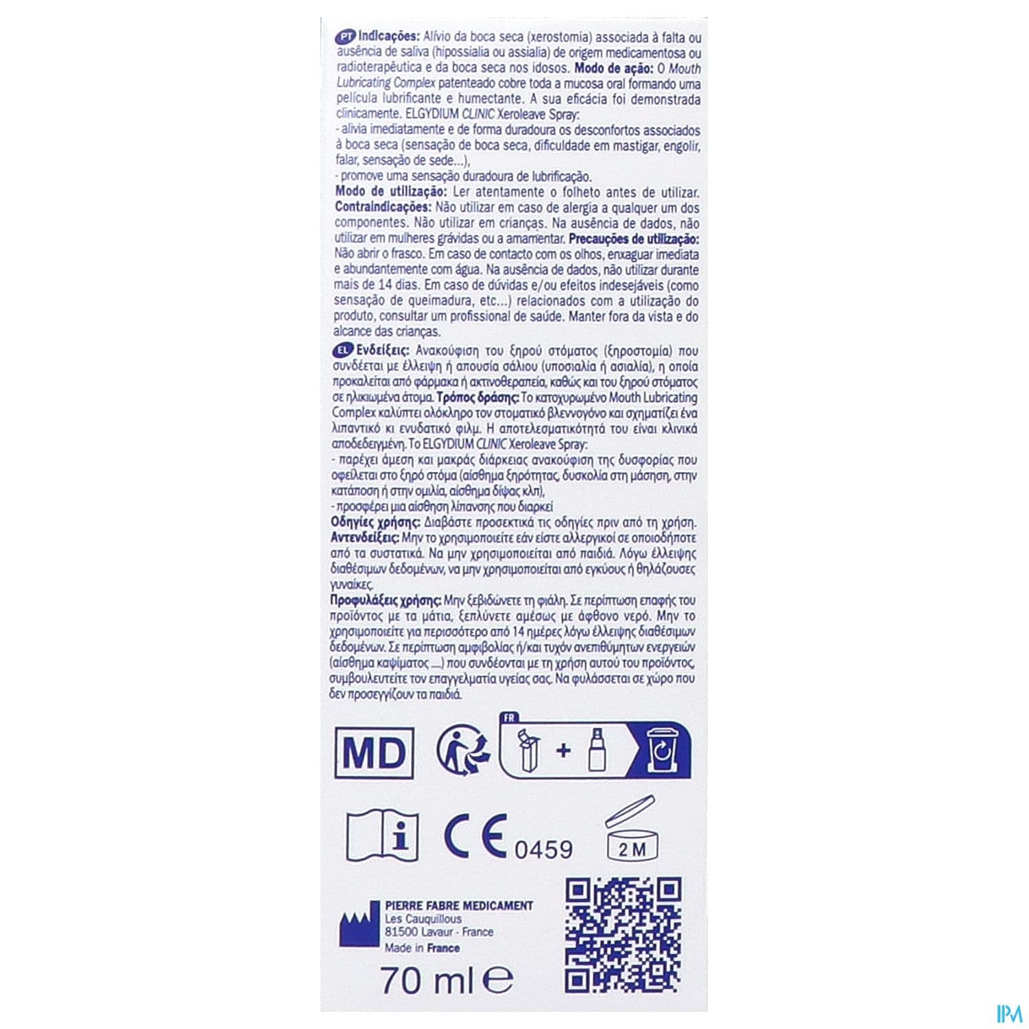 Elgydium Clinic Xeroleave Spray Buccal Lubrifiant Pour Bouche Seche Dispositif Medical 70ml