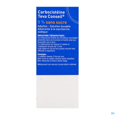 Carbocisteine Teva Conseil 5% Adulte Sans Sucre 200ml